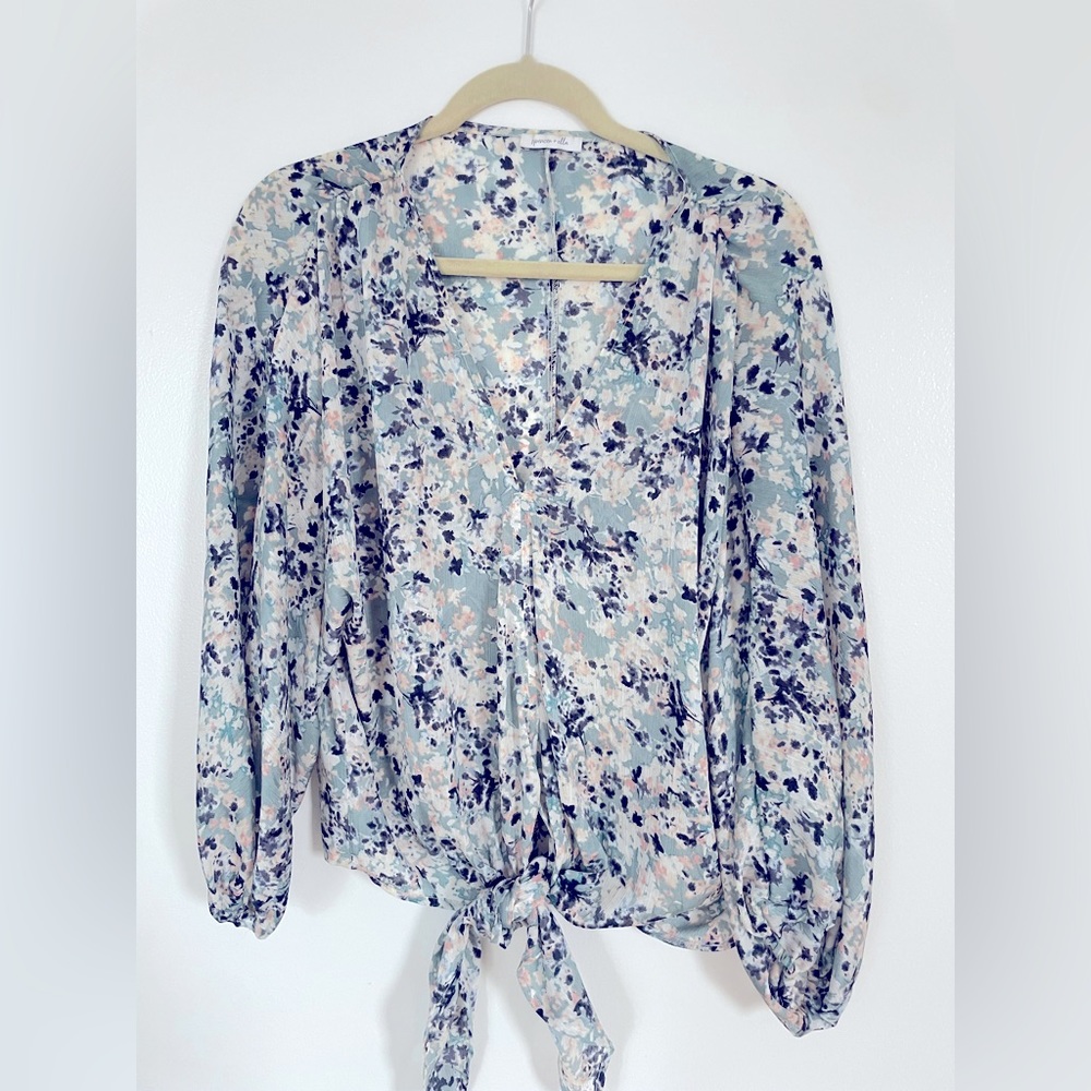 Floral tie front blouse